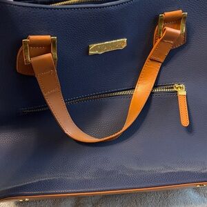 Joy Mangano Navy and Tan Tote Bag